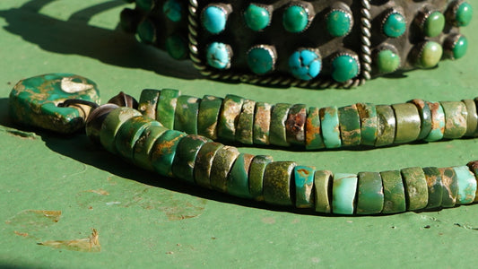 Early Navajo Turquoise Cluster Bracelet , Turquoise Jacla Necklace, & Thunderbird Pendant Necklace
