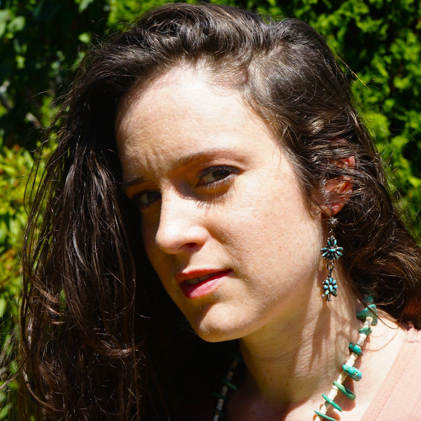 Vintage Turquoise Squash Blossom Earrings