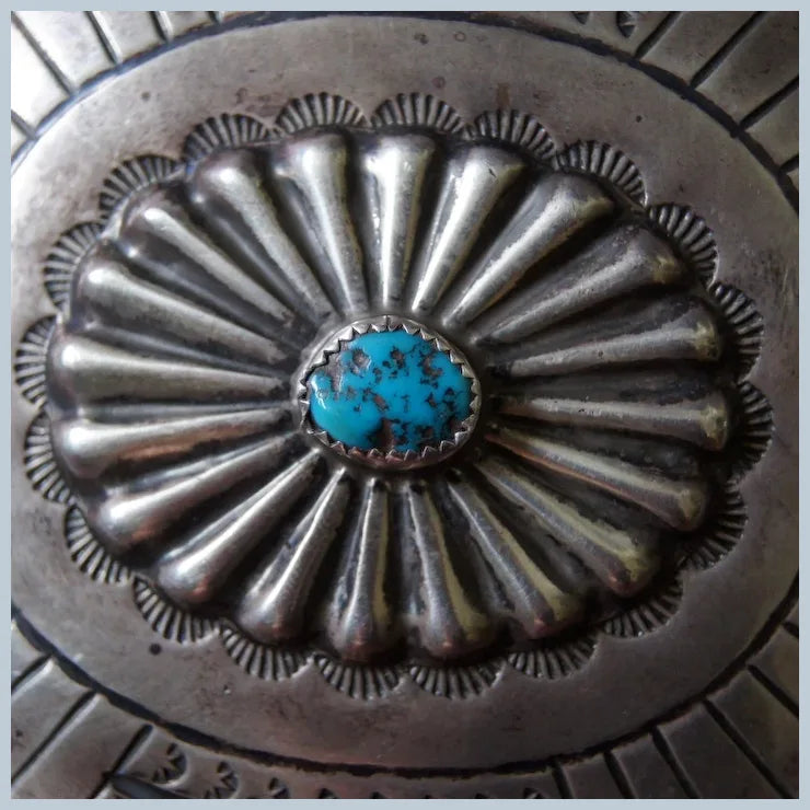 Bisbee Turquoise Concho Belt With Butterflies 1940's