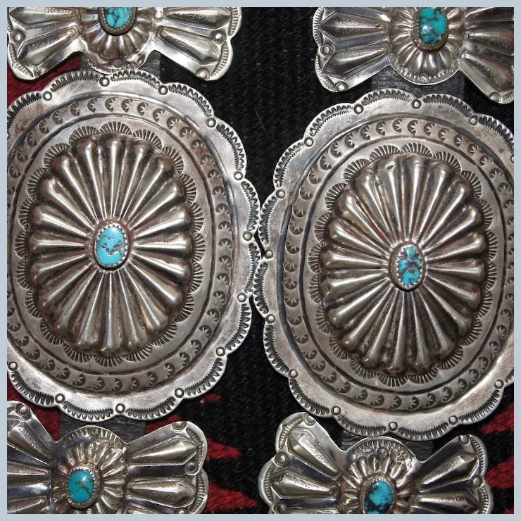Bisbee Turquoise Concho Belt With Butterflies 1940's