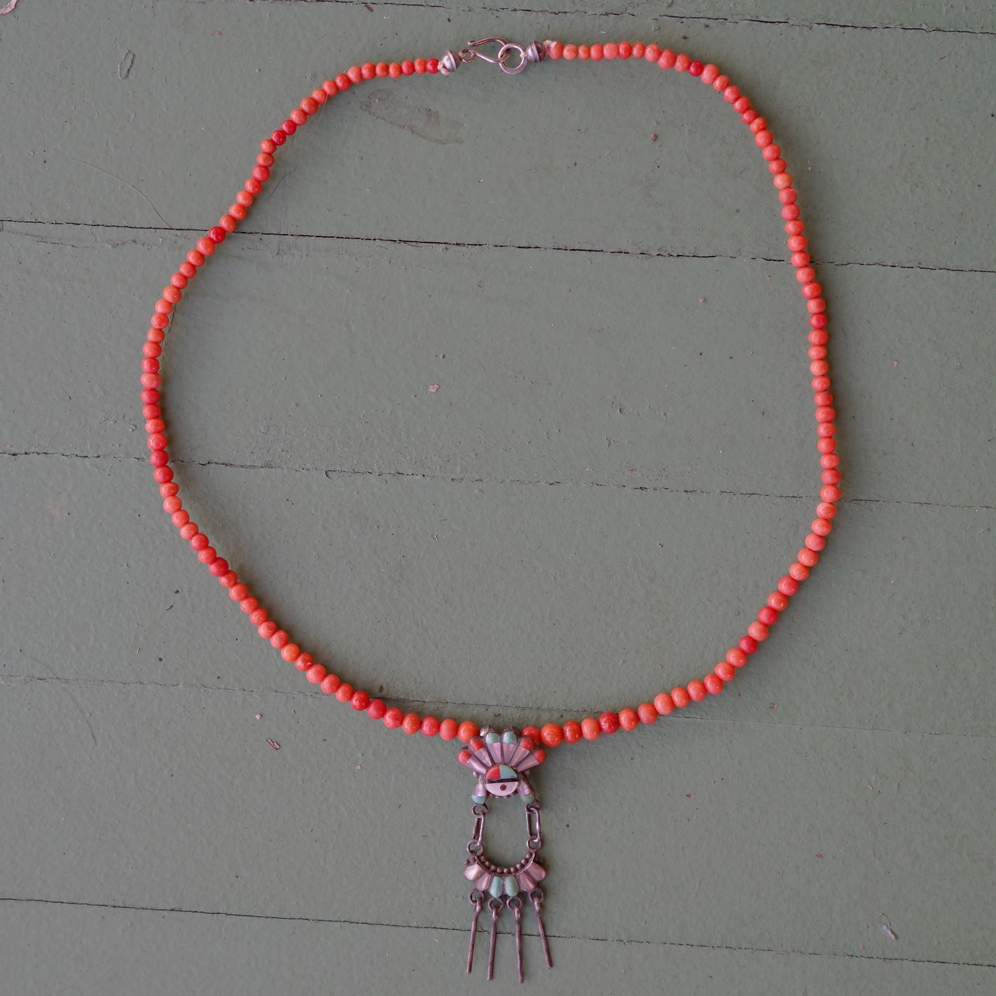 Zuni Pendant Coral Necklace