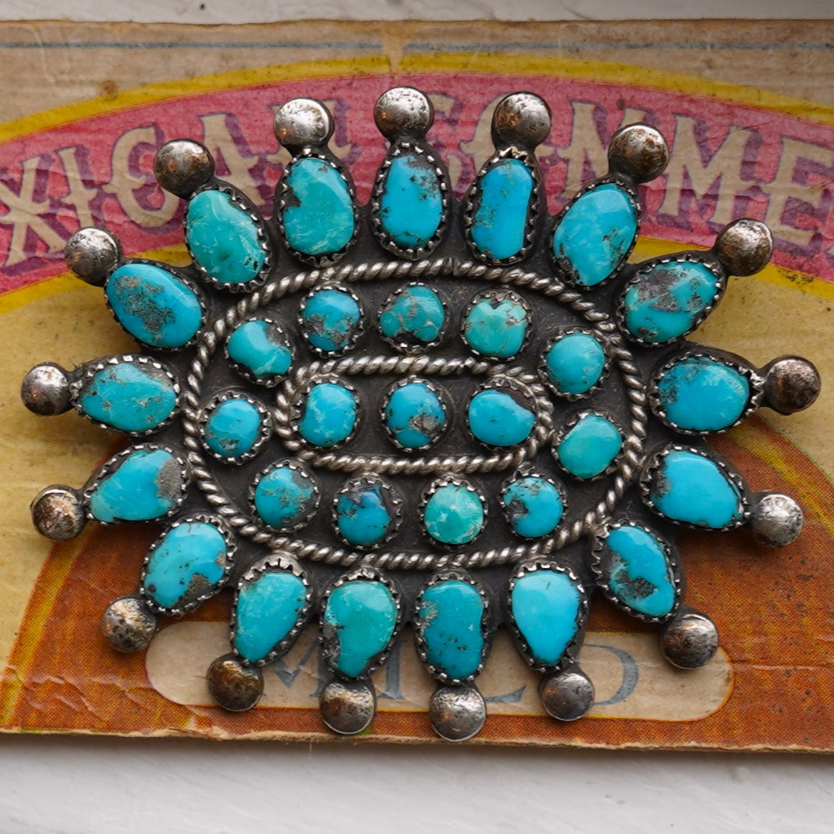 Vintage Turquoise Zuni Pin