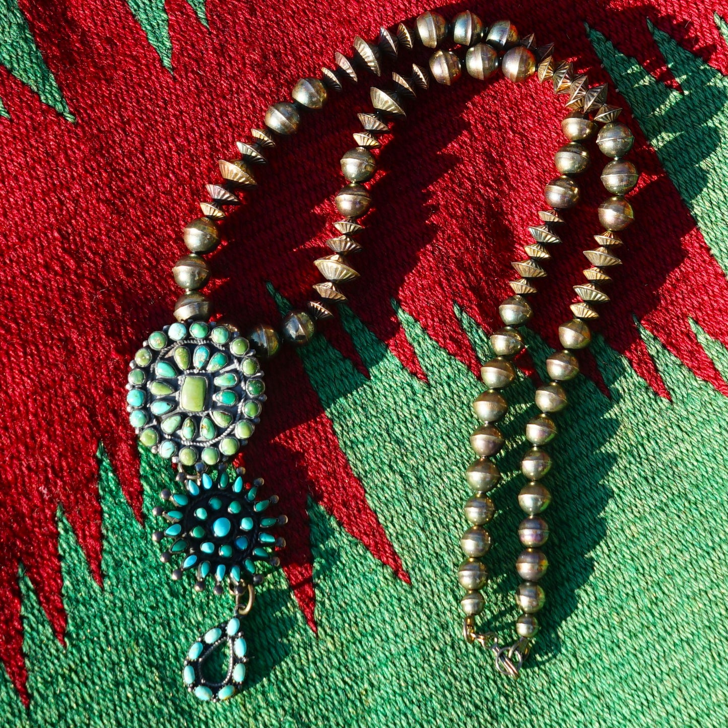 Turquoise Modified Cluster Brooch Pendant Necklace