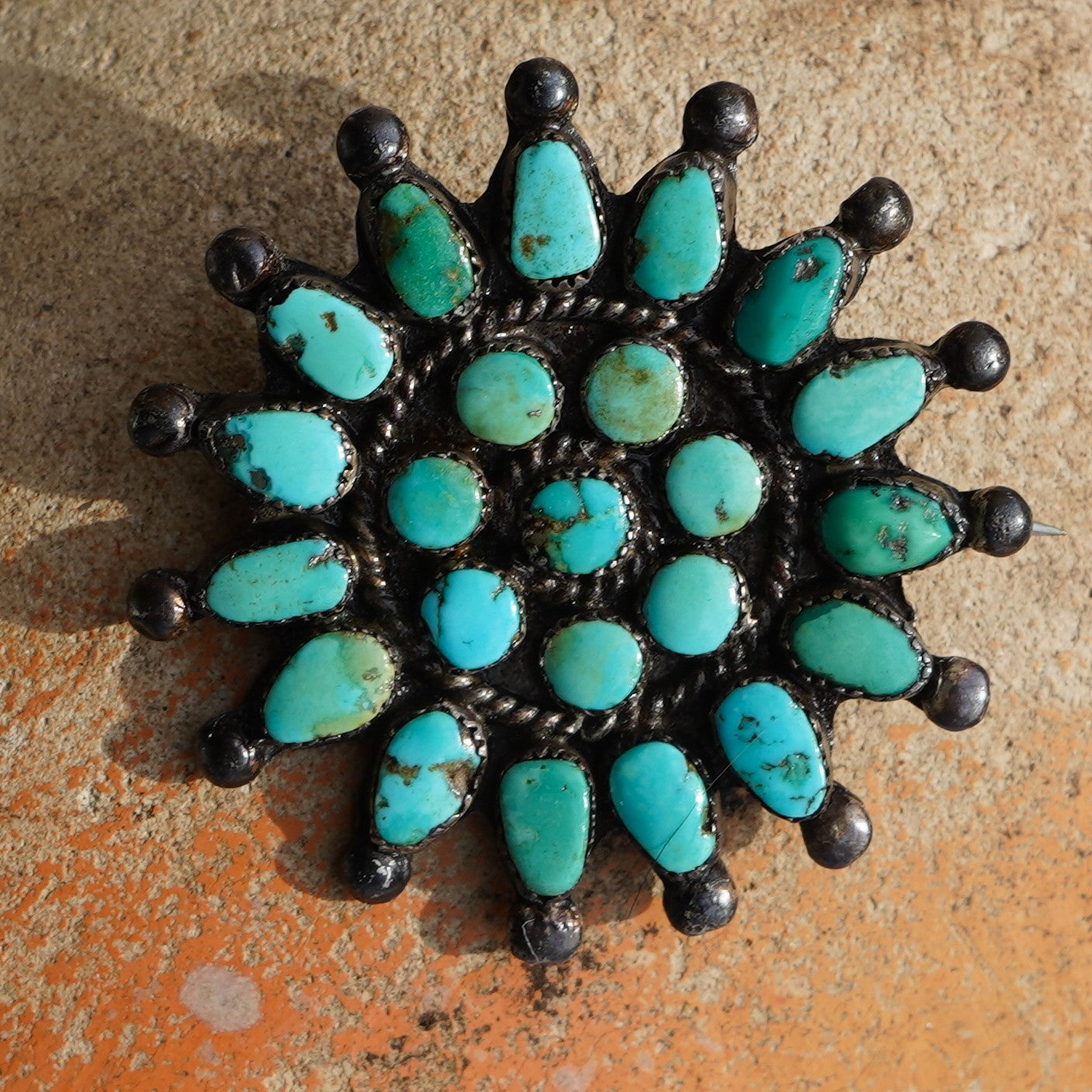 1940's Zuni Turquoise Sterling Silver Pin