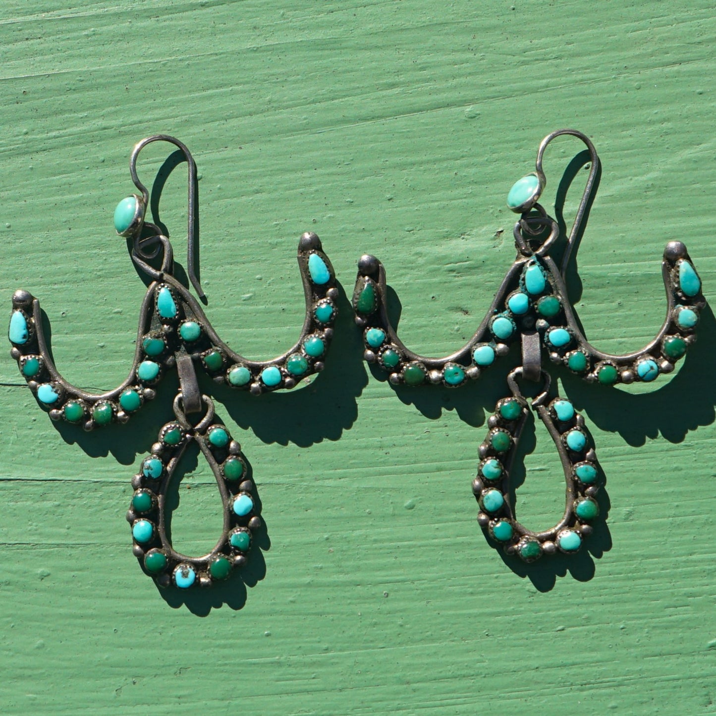 Vintage Zuni Snake Eye Turquoise Earrings