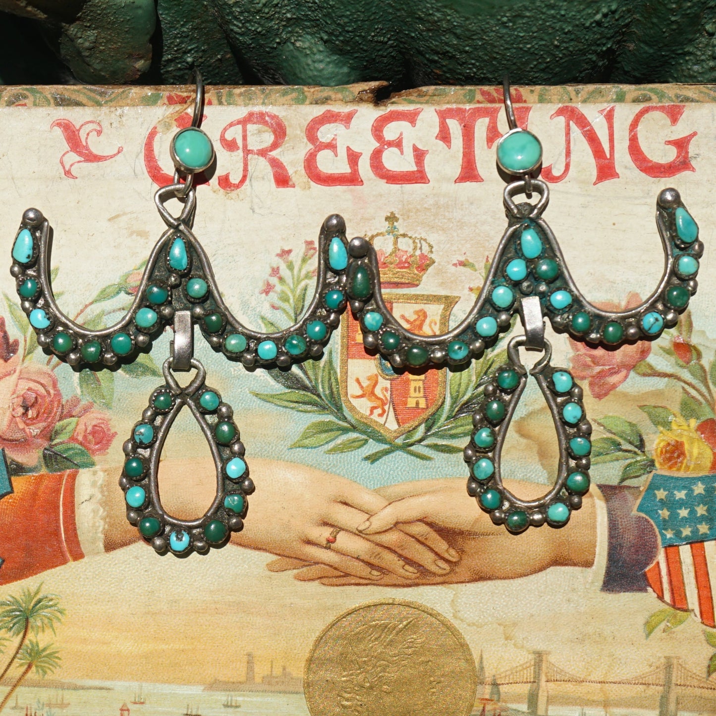 Vintage Zuni Snake Eye Turquoise Earrings