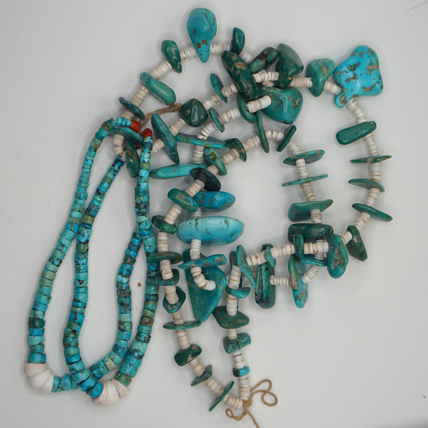 Santo Domingo Pueblo Turquoise And Shell Heishi Necklace With Jacla