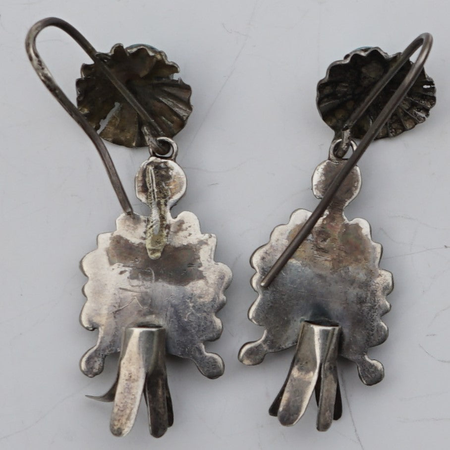 Vintage Turquoise Squash Blossom Earrings