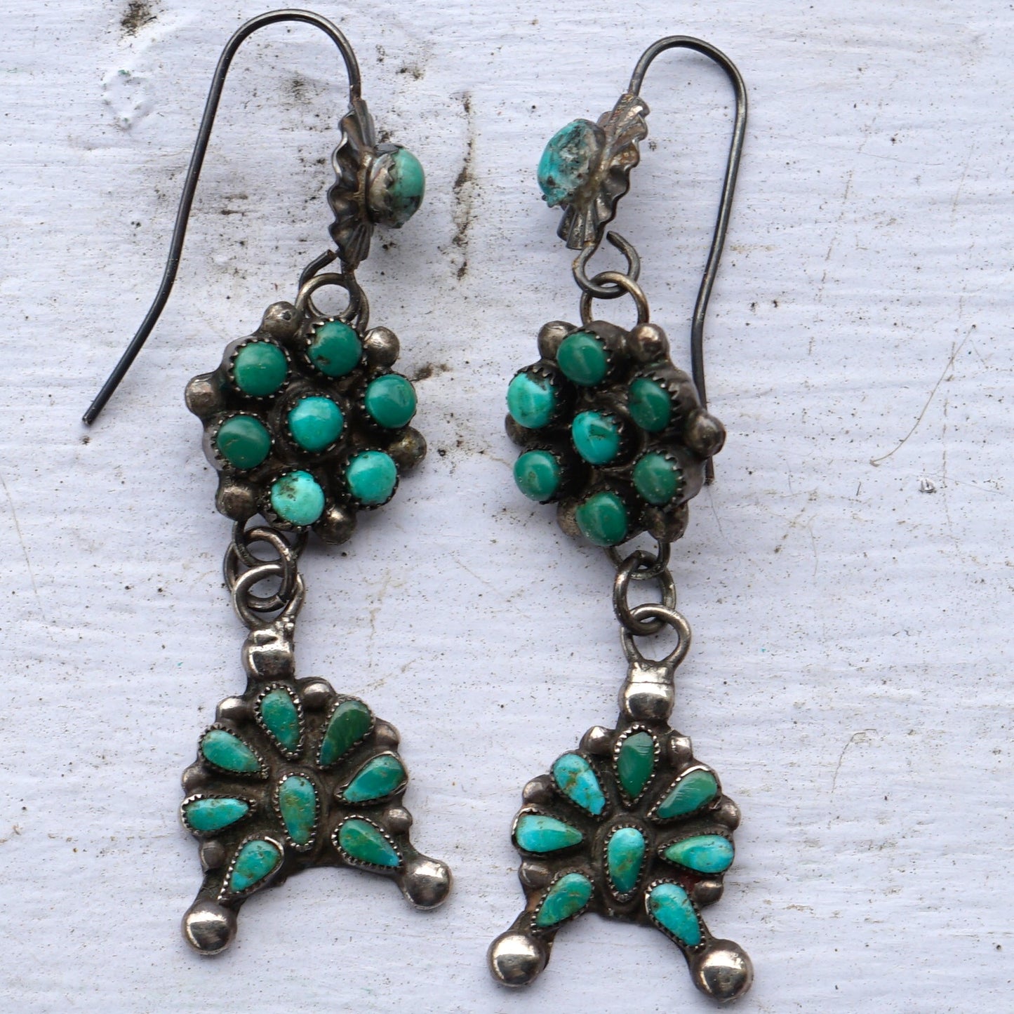 Vintage Turquoise Squash Blossom Earrings