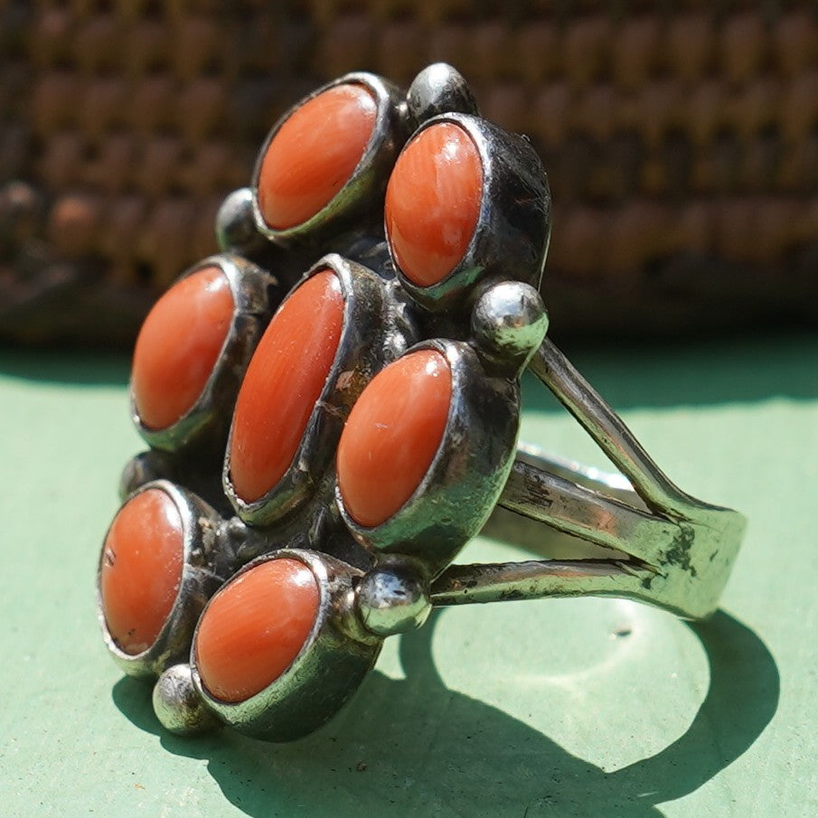 Vintage Navajo Coral Cluster Ring