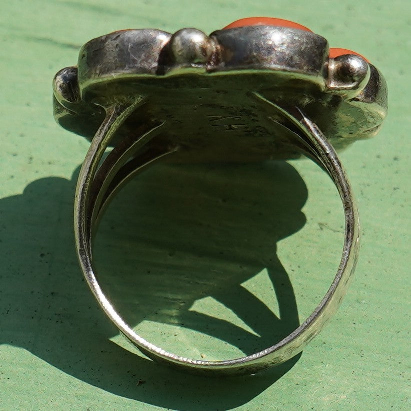 Vintage Navajo Coral Cluster Ring