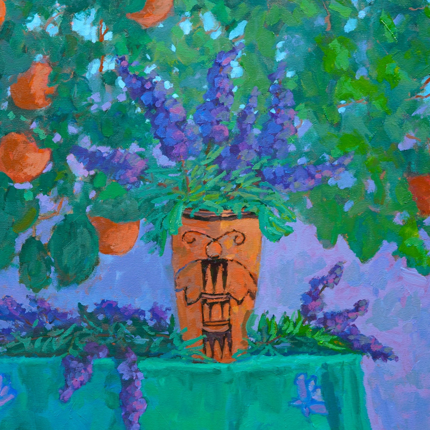 Hopi Pot With Persimmon Tree Painting