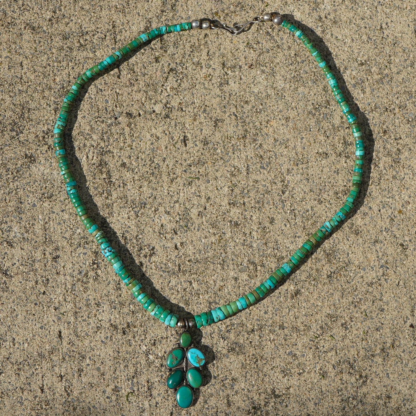 Vintage Turquoise Heishi Pendant Necklace