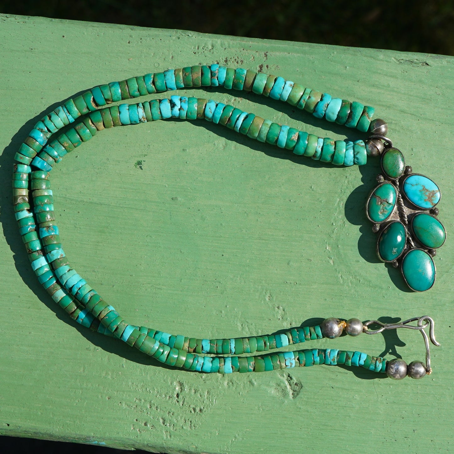 Vintage Turquoise Heishi Pendant Necklace