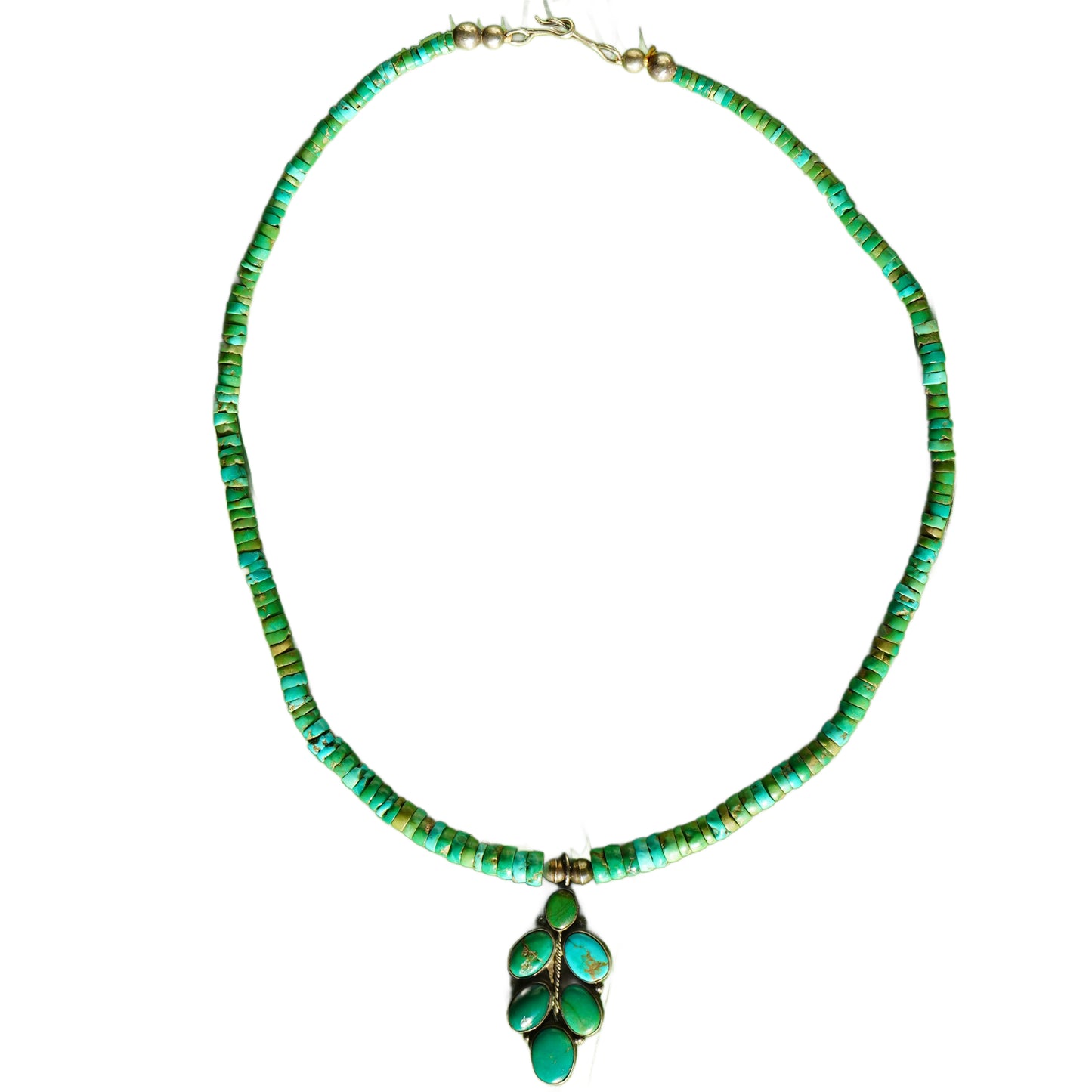 Vintage Turquoise Heishi Pendant Necklace