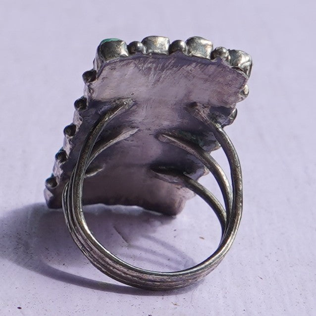 Zuni Multi Row Turquoise Sterling Silver Ring