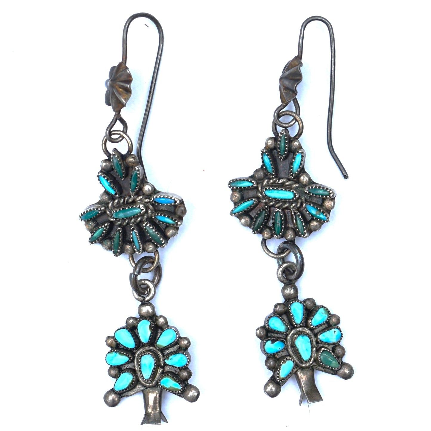 Vintage Turquoise Squash Blossom Earrings