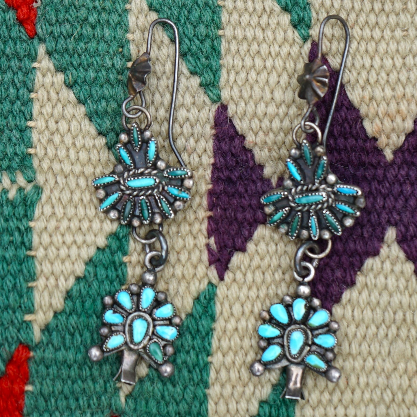 Vintage Turquoise Squash Blossom Earrings