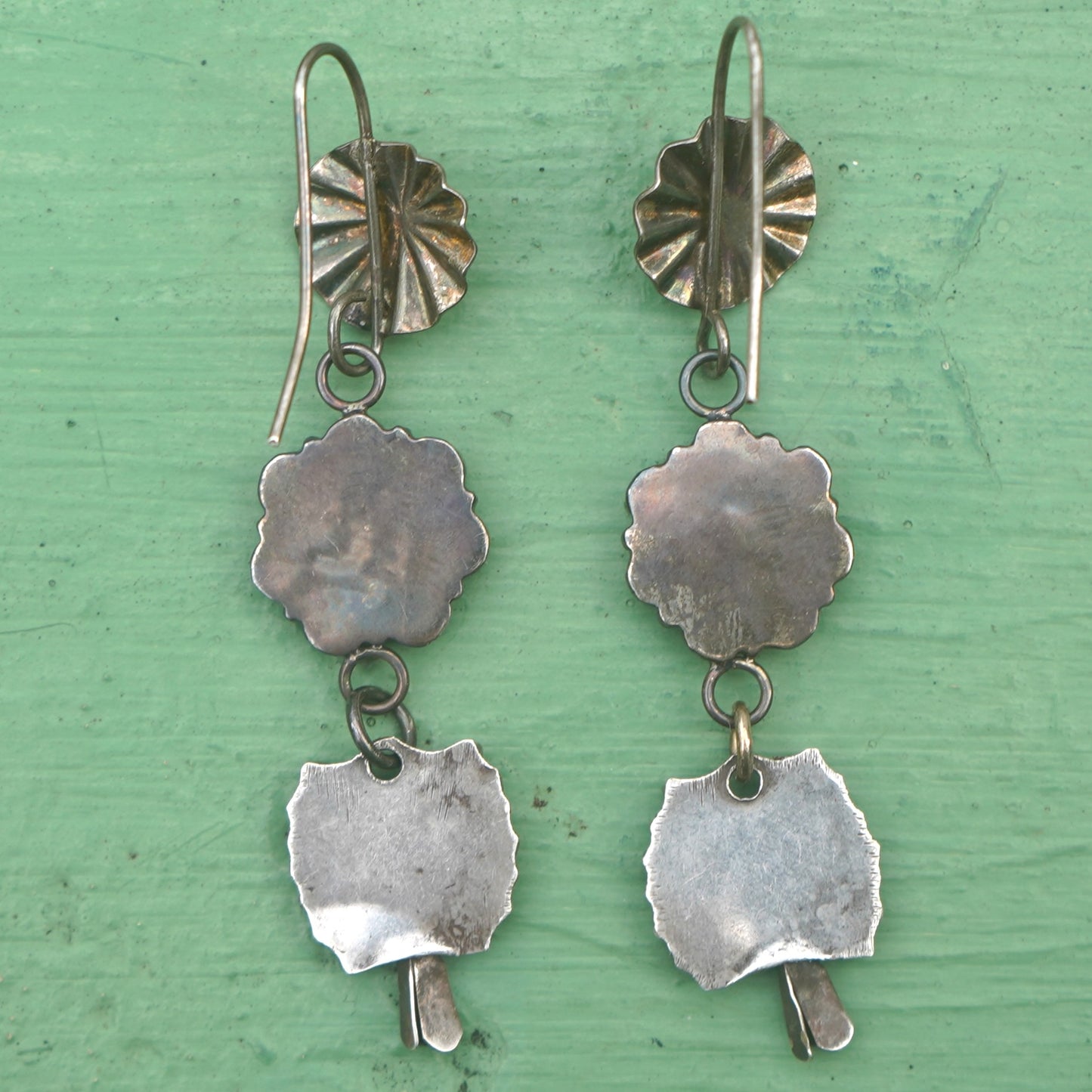 Vintage Squash Blossom Turquoise Earrings