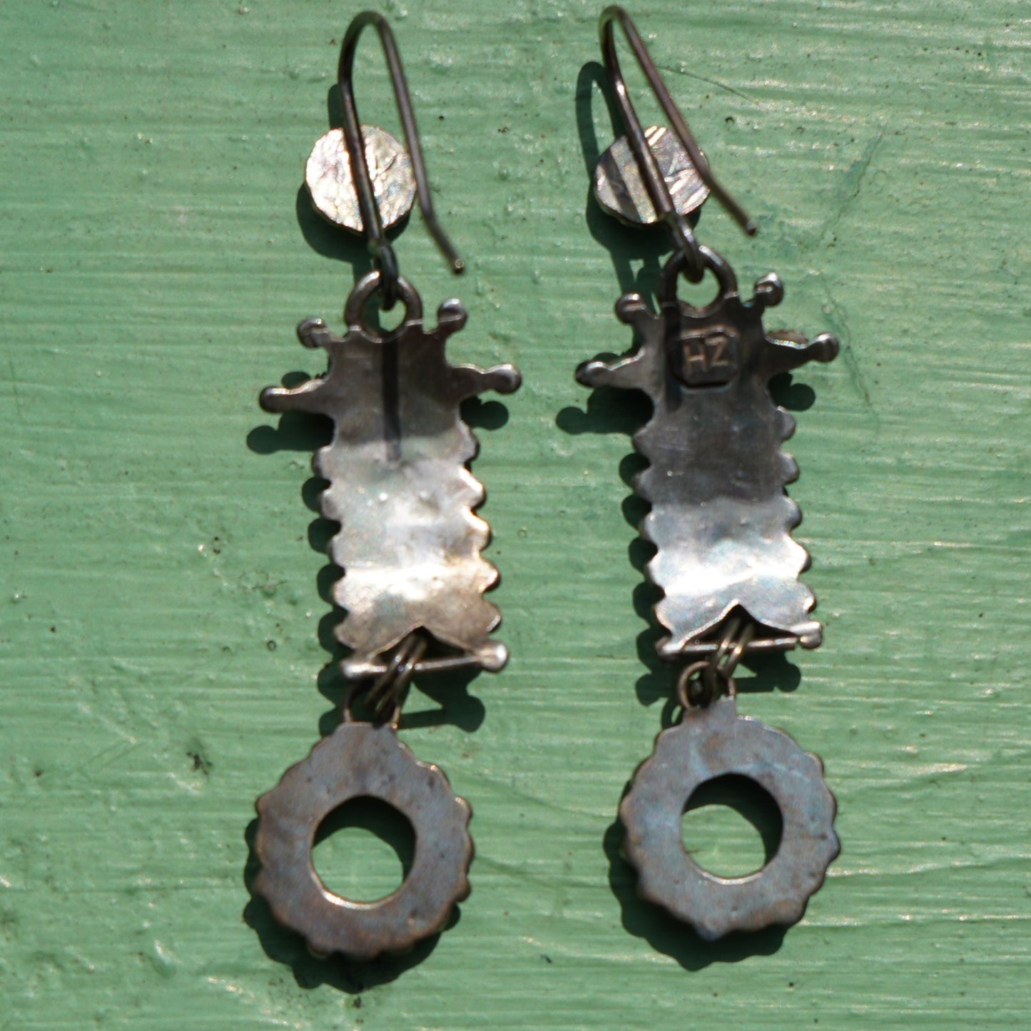 Old Zuni Red Coral Watch Band Earrings