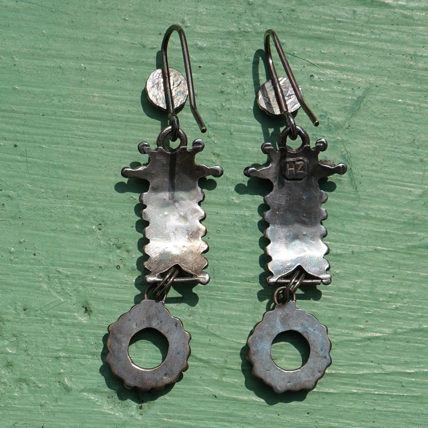 Old Zuni Red Coral Watch Band Earrings