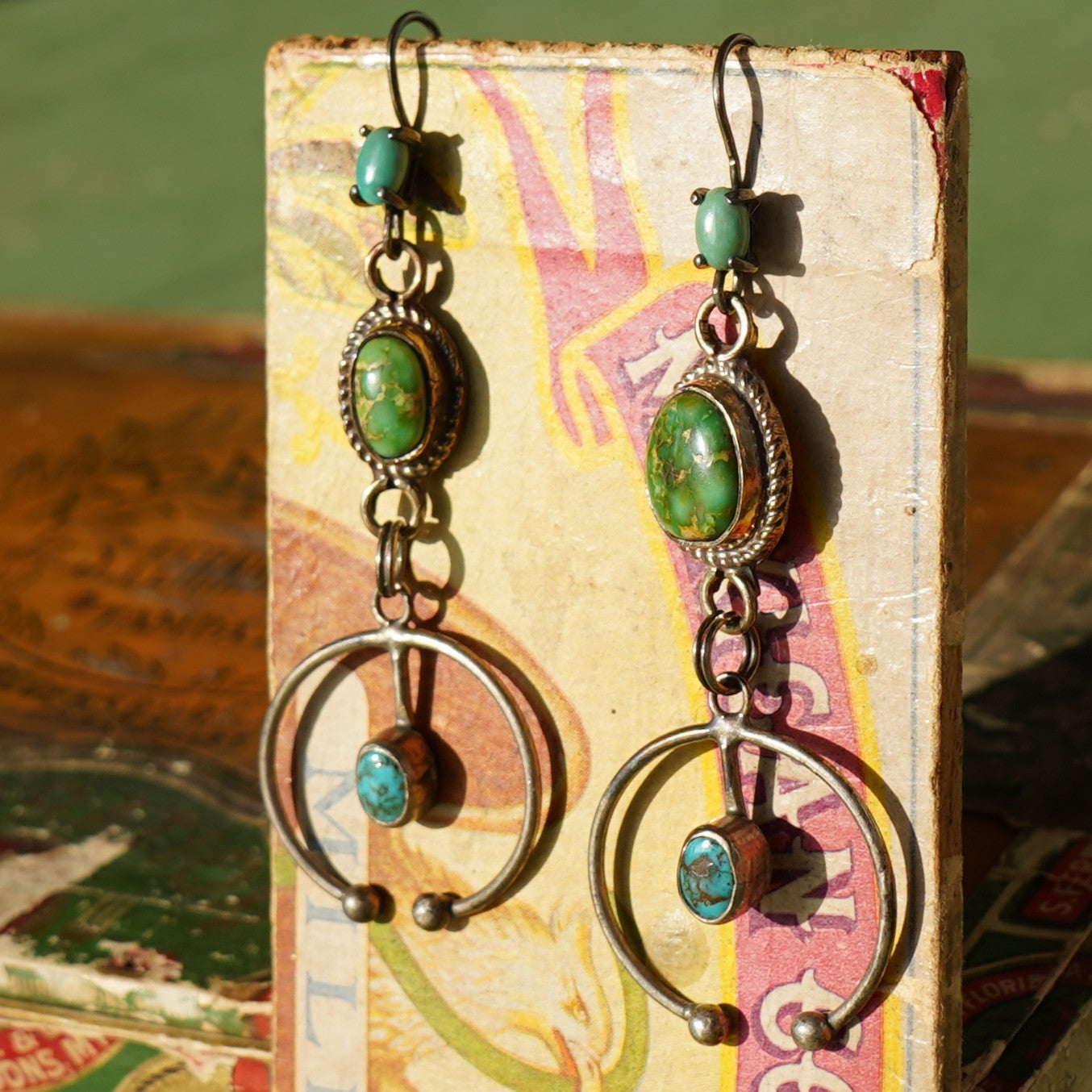 Long Turquoise Naja Earrings