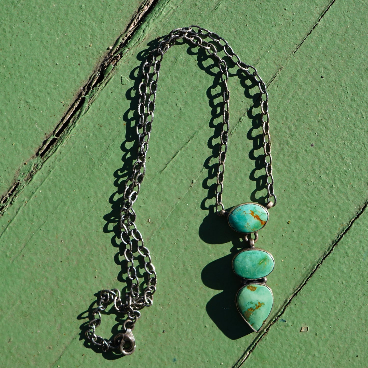 Sterling Silver Emerald Valley Turquoise Lariat Style Necklace