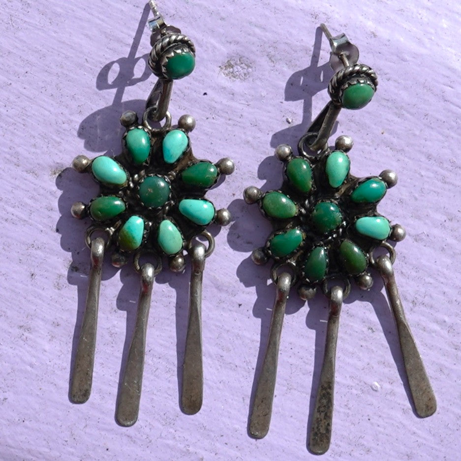 1940's Cerrillos Turquoise Zuni Earrings