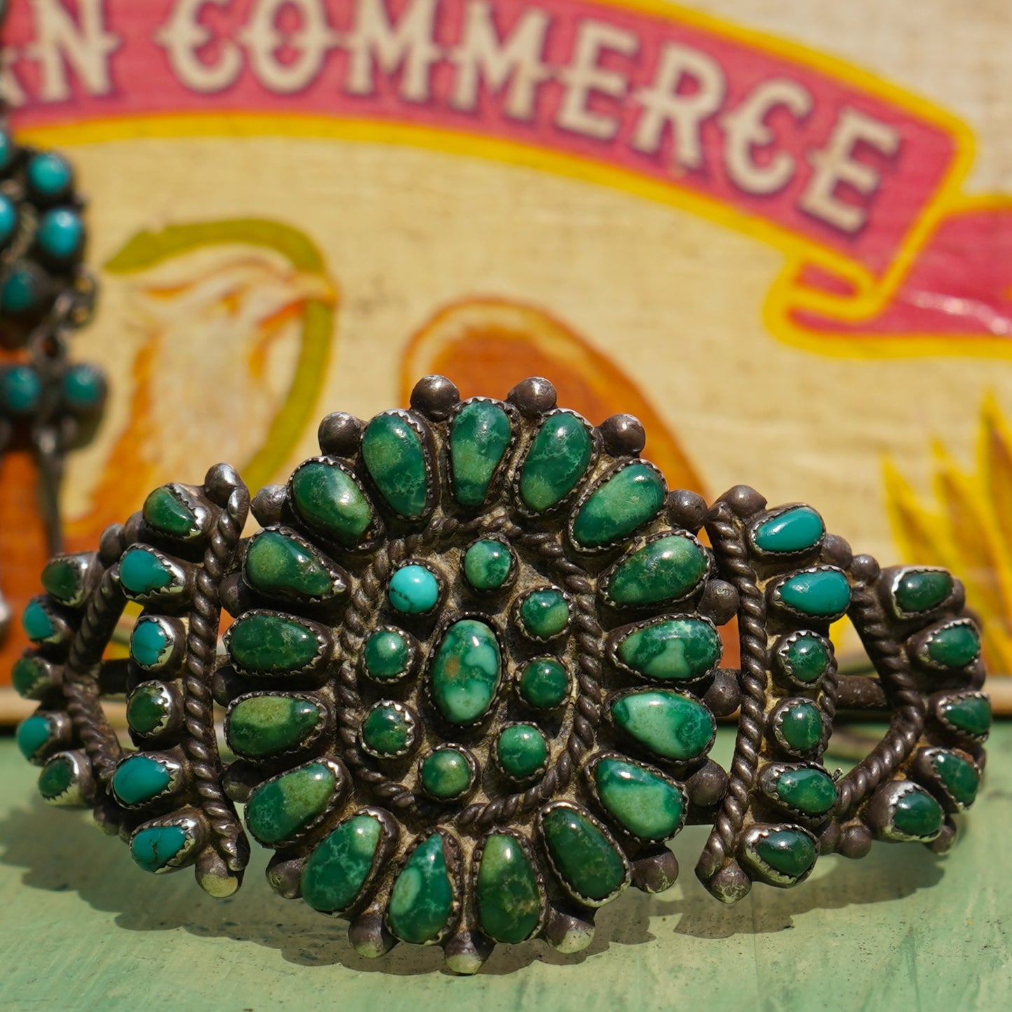 Vintage Green Turquoise Bracelet