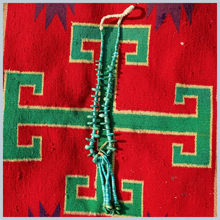Navajo Cerrillos Turquoise Tab Necklace Circa 1920's