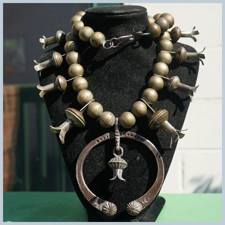 Vintage Coin Silver Squash Blossom Necklace