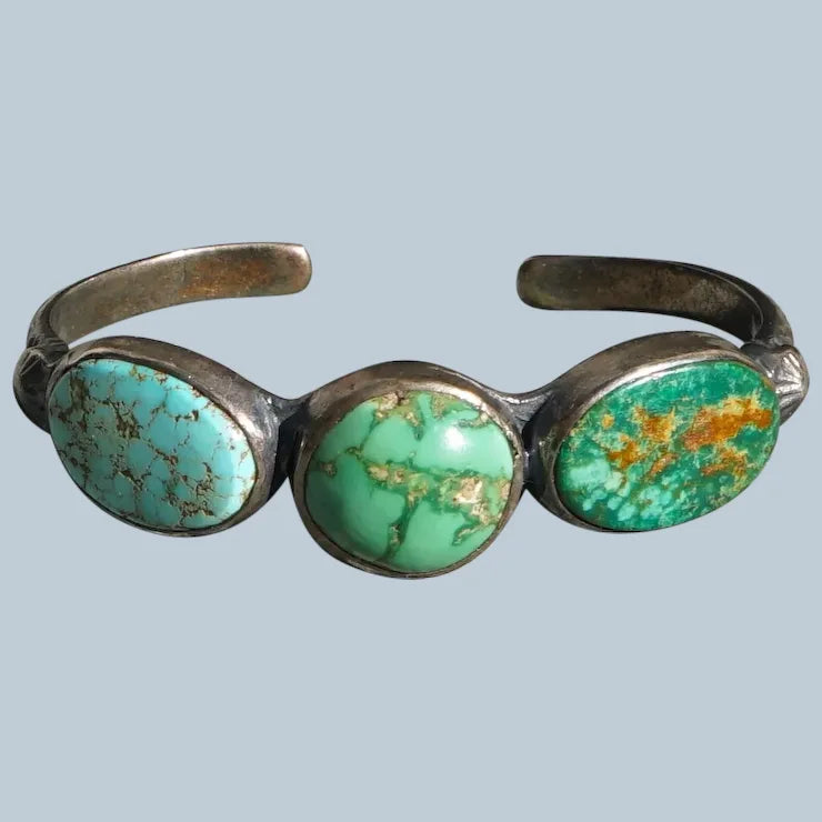 Vintage Navajo Nevada Turquoise Cuff Bracelet