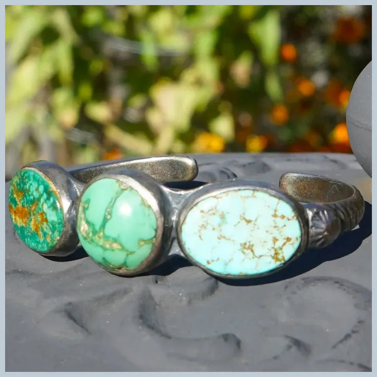 Vintage Navajo Nevada Turquoise Cuff Bracelet