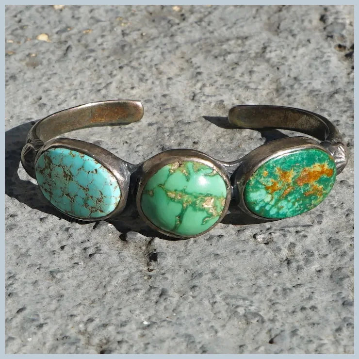 Vintage Navajo Nevada Turquoise Cuff Bracelet