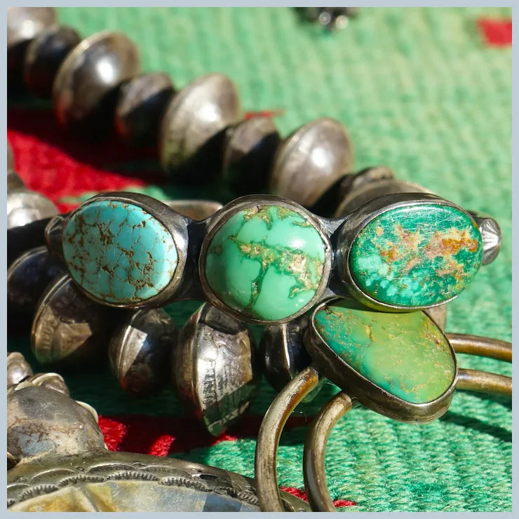 Vintage Navajo Nevada Turquoise Cuff Bracelet