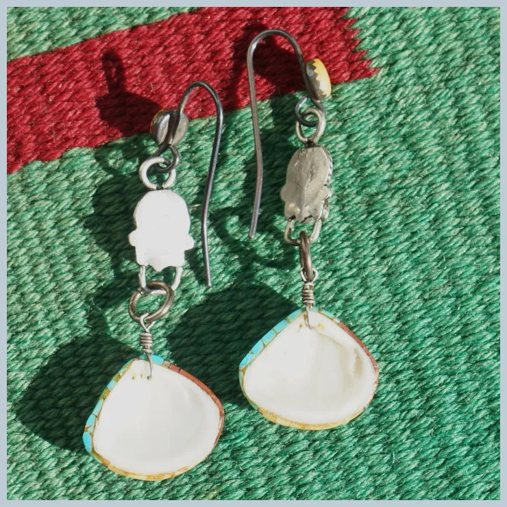 Zuni Sunface Inlaid Shell Vintage Earrings