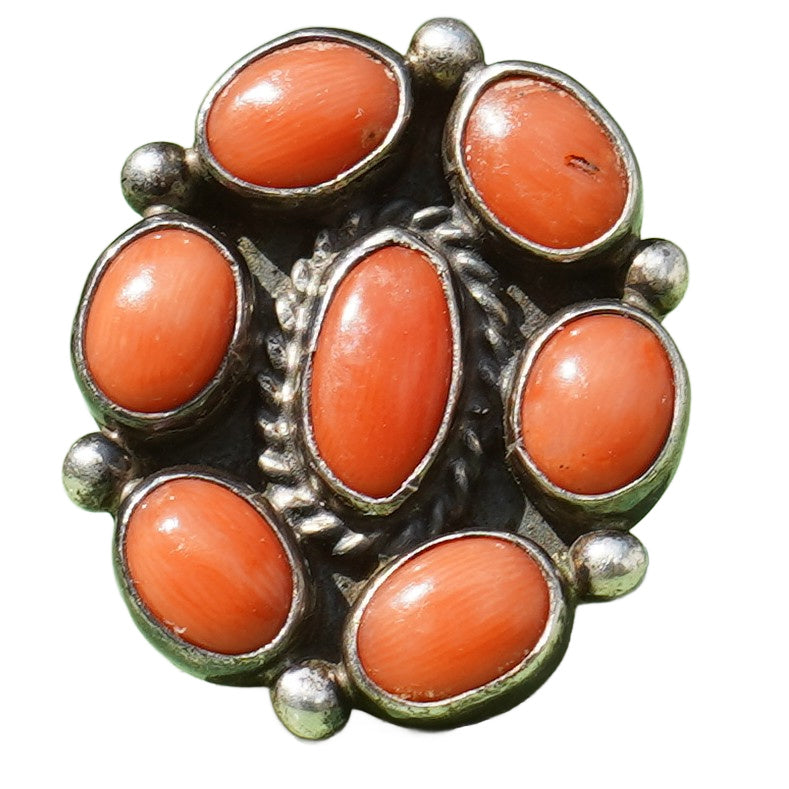 Vintage Navajo Coral Cluster Ring