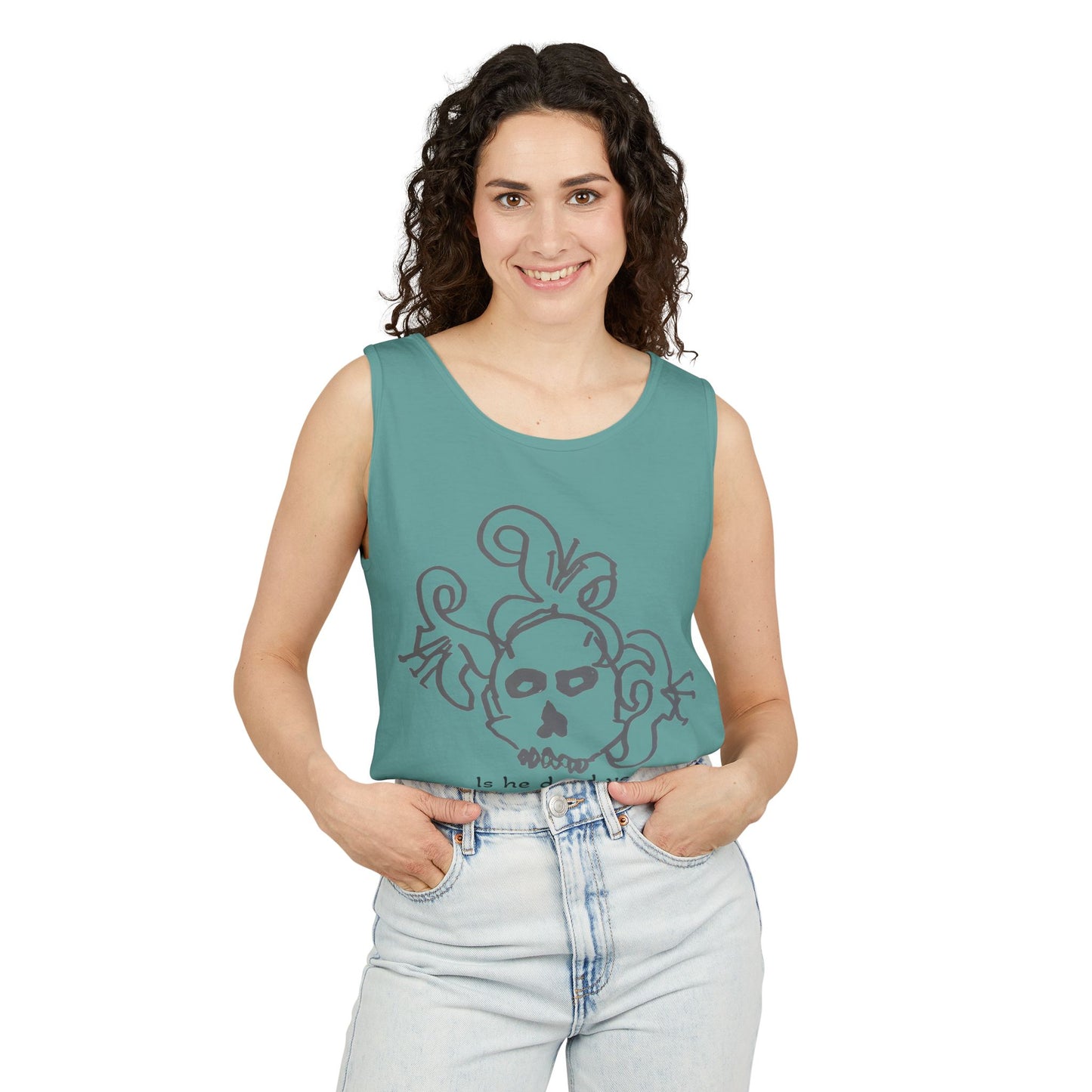 Funny Skull Graphic Tank Top - Unisex Garment-Dyed Sleeveless Tee
