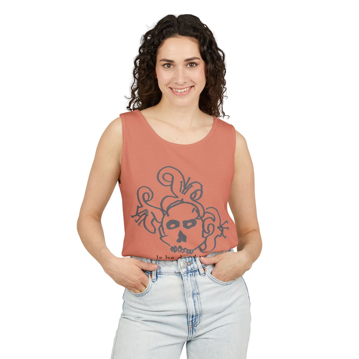 Funny Skull Graphic Tank Top - Unisex Garment-Dyed Sleeveless Tee
