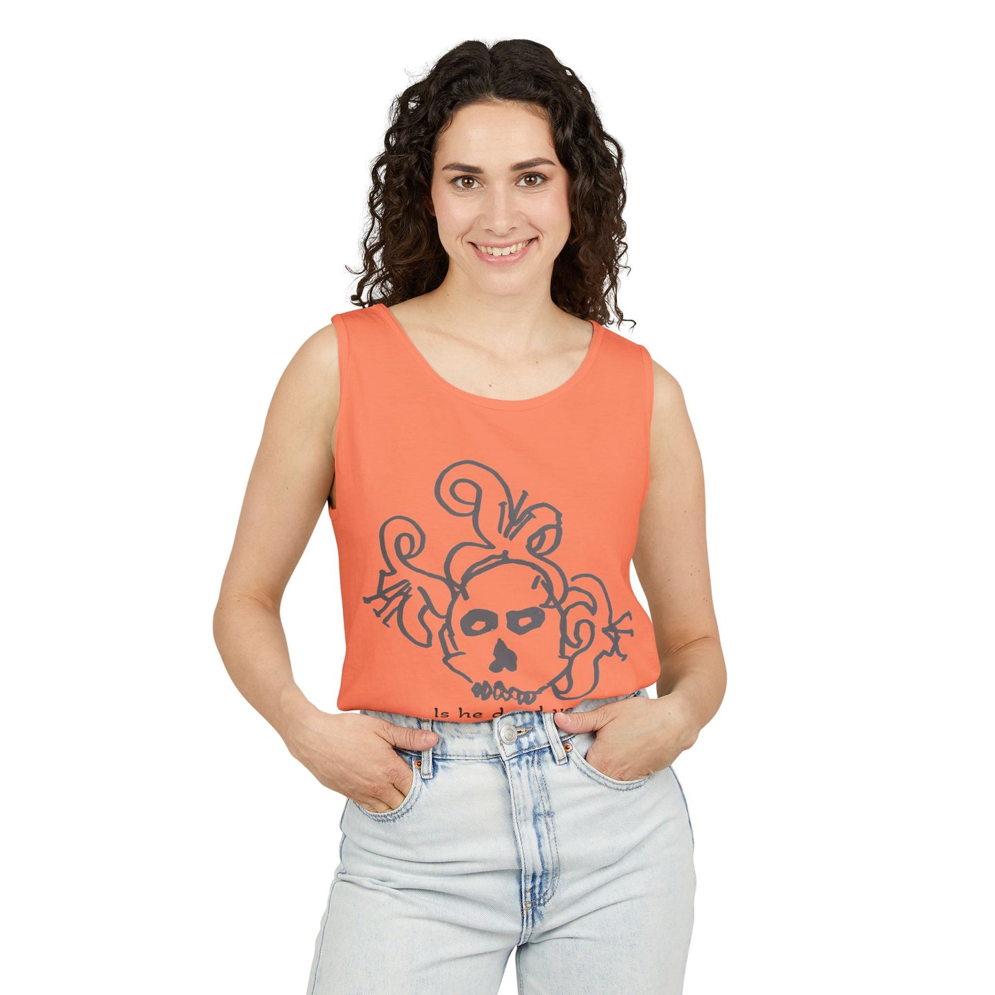 Funny Skull Graphic Tank Top - Unisex Garment-Dyed Sleeveless Tee