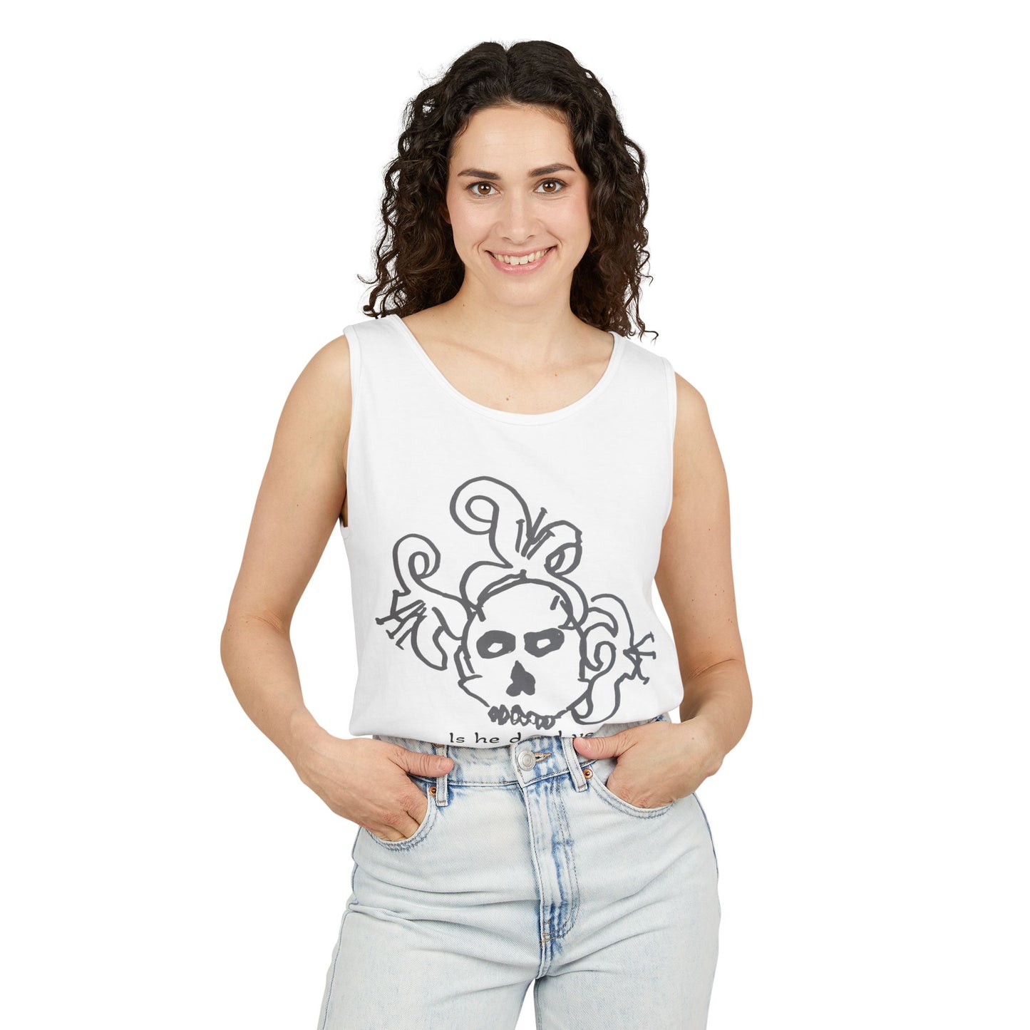 Funny Skull Graphic Tank Top - Unisex Garment-Dyed Sleeveless Tee