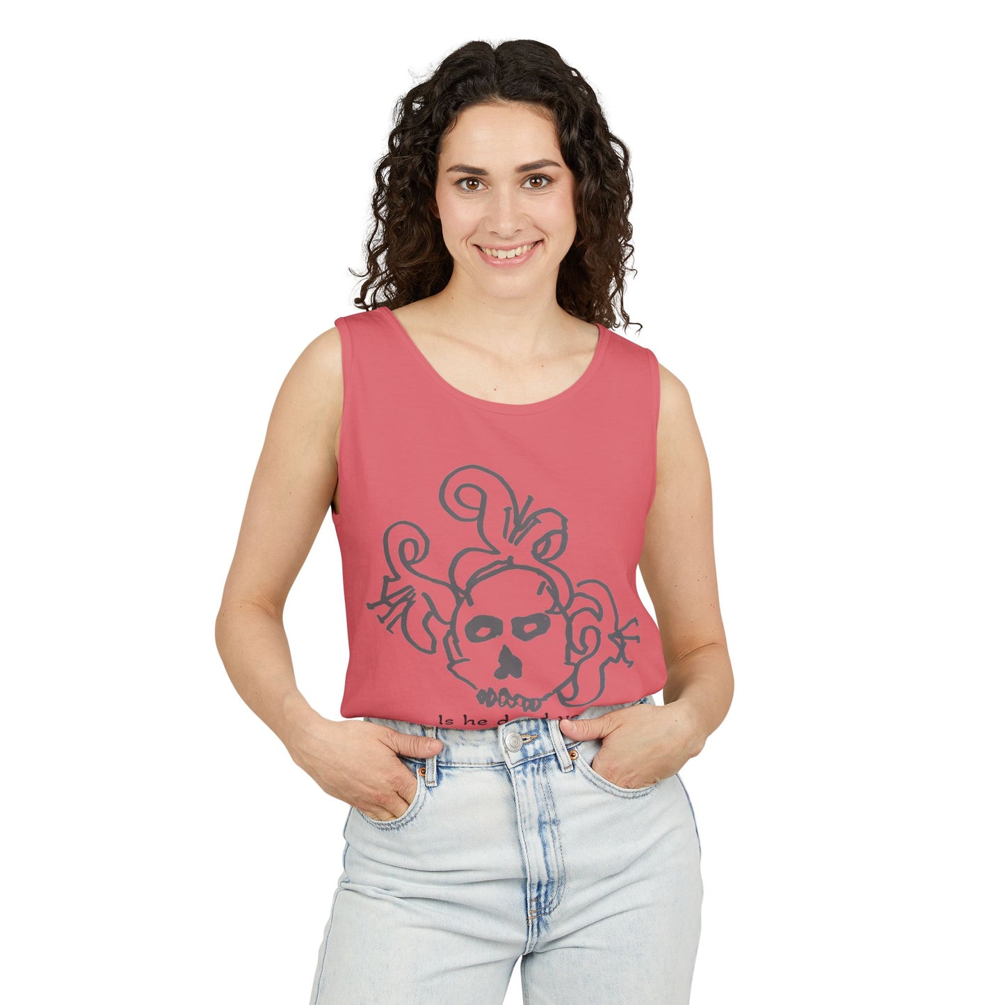 Funny Skull Graphic Tank Top - Unisex Garment-Dyed Sleeveless Tee
