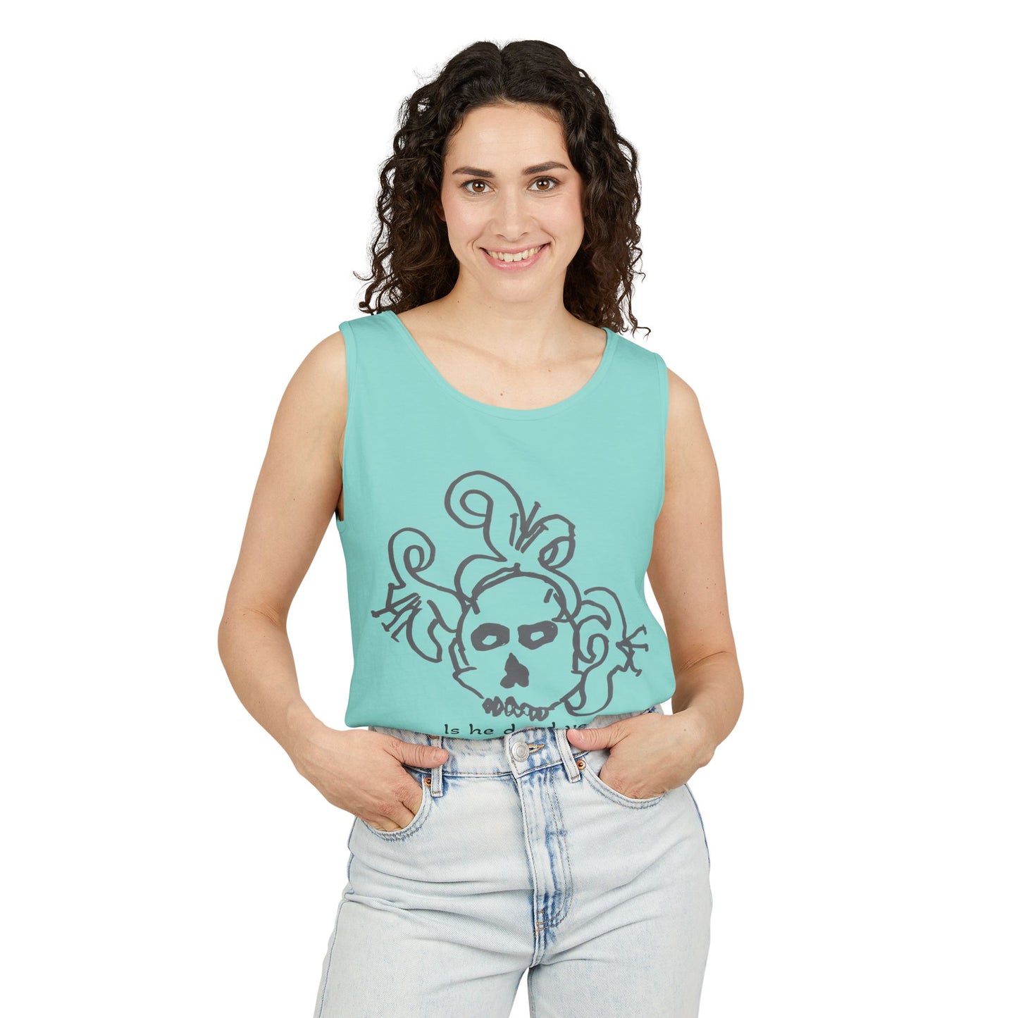 Funny Skull Graphic Tank Top - Unisex Garment-Dyed Sleeveless Tee