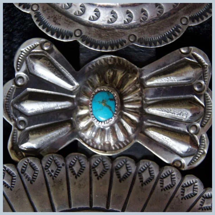 Bisbee Turquoise Concho Belt With Butterflies 1940's
