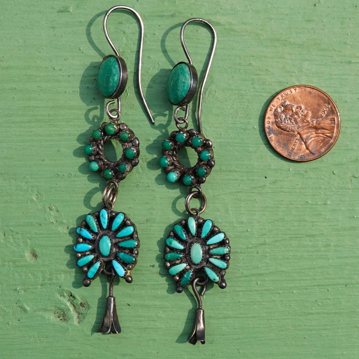 Vintage Turquoise Squash Blossom Earrings