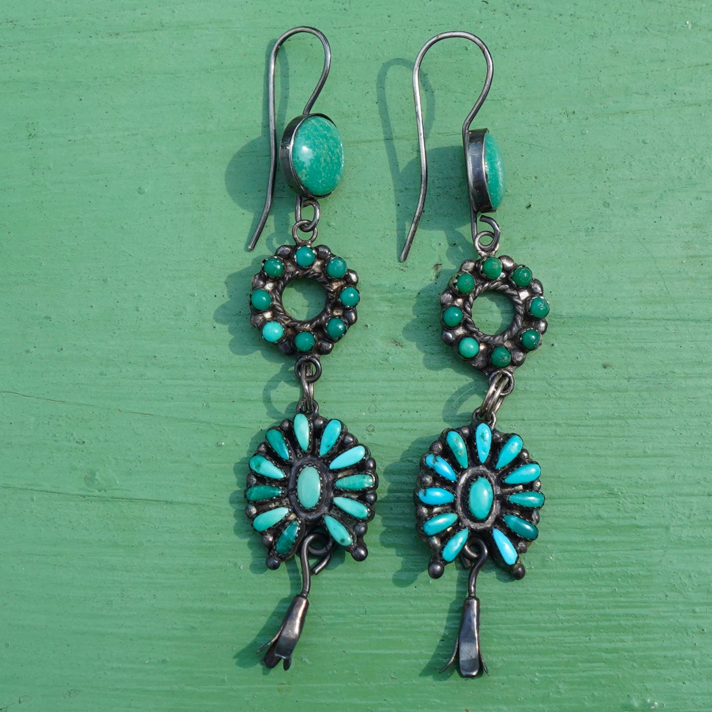 Vintage Turquoise Squash Blossom Earrings