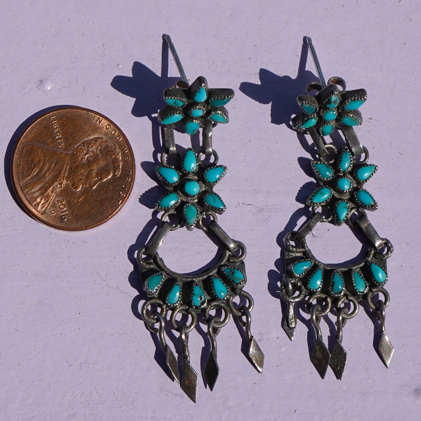 Vintage Turquoise Flower Or Star Earrings