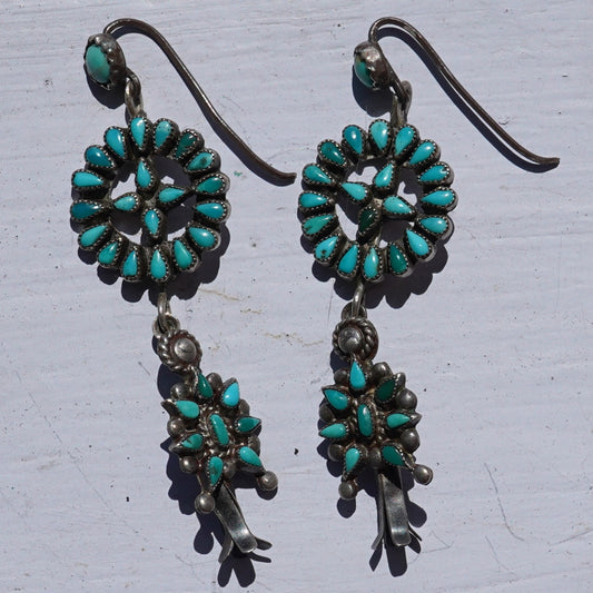 Vintage Turquoise Squash Blossom Earrings