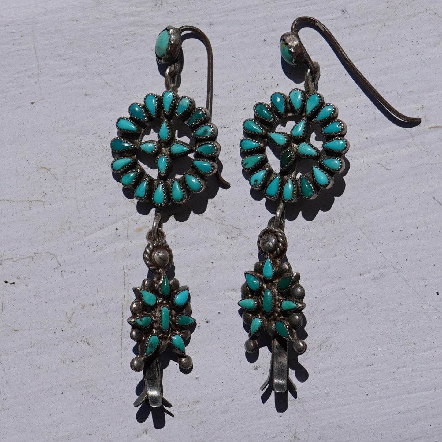 Vintage Turquoise Squash Blossom Earrings