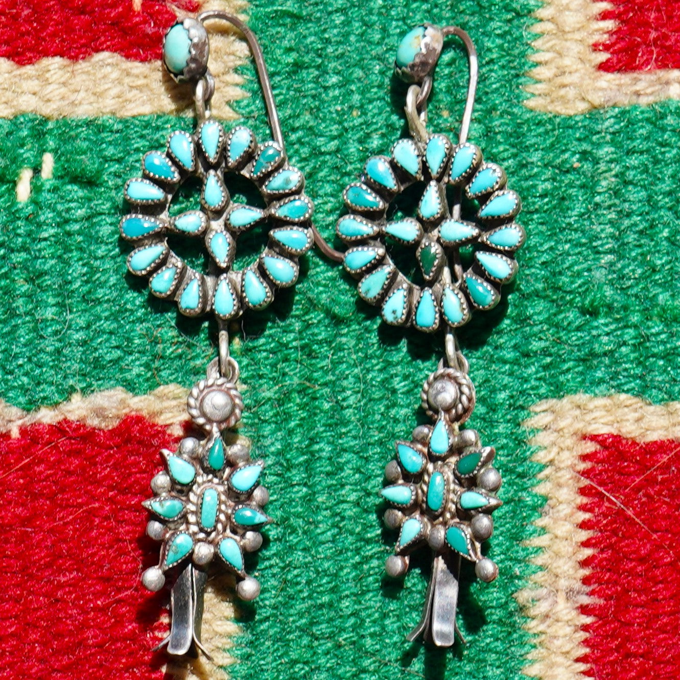 Vintage Turquoise Squash Blossom Earrings